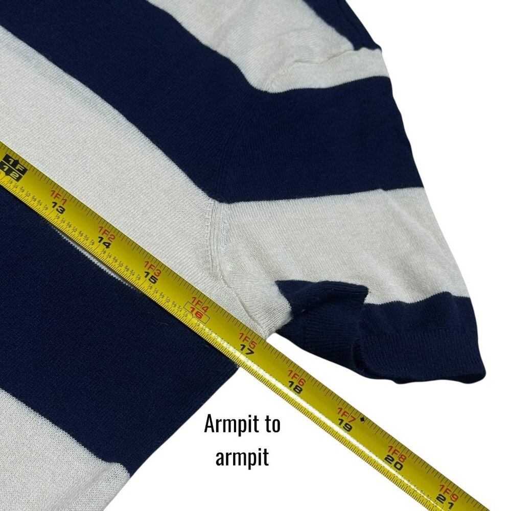 Ralph Lauren Ivory Blue Stripe‎ Short Sleeve Capsule Academia Preppy Soft M - Picture 9 of 10
